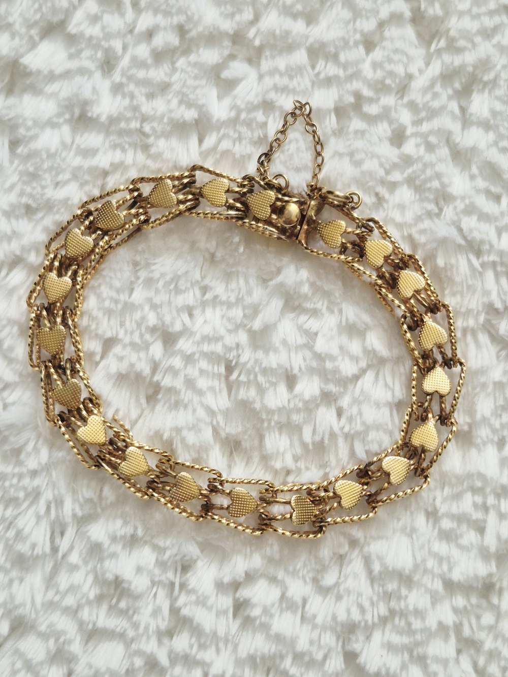 Vintage 12k G.F Heart Link Bracelet